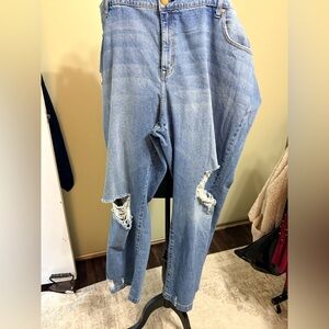 Lane Bryant Light Blue Distressed Boyfriend Jeans
